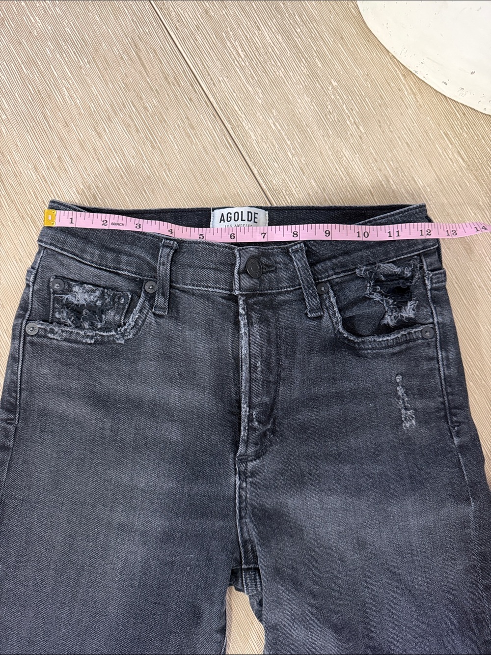Agolde Sophie High Rise Skinny Crop cropped distress ankle black gray jeans 27 - Picture 5 of 10